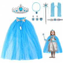 Princess Dress-Up Costume Set For Girls Lncludes Cape - Blue - View 2