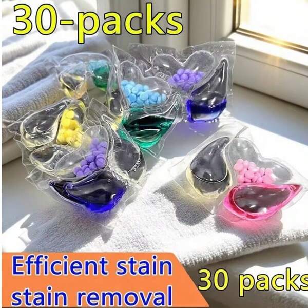Contas de lavanderia 3 em 1 com fragrância de cores aleatórias, contas de lavanderia de alta gramatura, 4 g por conta, contas de lavanderia 3 em 1 com fragrância de longa duração, amaciante de tecidos, antibacteriano e desodorizante, contas de detergente de lavanderia concentrado para lavagem doméstica