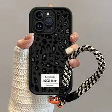 1pc Black Matte Lens Protection Phone Case With Personalized Polka Dot Pattern And Lanyard Strap, Compatible With IPhone 16 Pro Max, IPhone 15/14 Plus/13/12/11, Series Waterproof Shockproof Anti-Fall Scratch Resistant - Multicolor - View 6