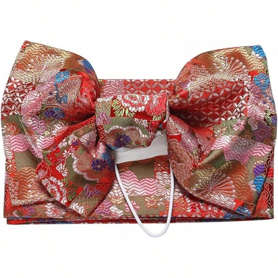 CAMDOM Japanese Traditional Kimono Pre-Tied Bow Sakura Obi Belt Sash Yukata Robe Accessories - 弓17 - 查看 1