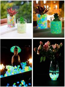 1PC Glow In The Dark Stones - 100/PCS Solar Powered Garden Pebbles, Outdoor Decorative Rocks For Pathway, Lawn, Aquarium, Fish Tank, Yard & Landscape Lighting (Blue/Green/White)