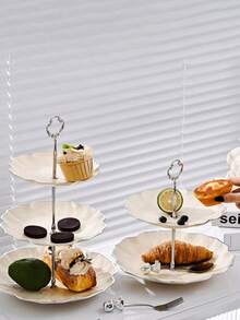 Multi-Layer Snack Tray, Detachable Fruit Plate, Cake Stand, Candy Dish, Suitable For Living Room Coffee Table, Wavy European Minimalist Luxury Fruit Plate, Cake Stand, Dessert Table, Dry Fruit Tray, Creative Fruit Plate, Minimalist And Fashionable - Multicolor - View 5