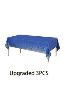 1 件蓝色和金色矩形桌布节日派对一次性桌布金色派对用品适用于生日、万圣节、圣诞节和新年派对装饰节日装饰节日用品