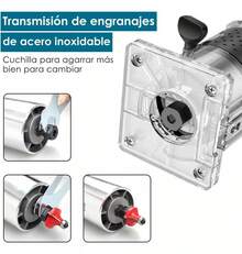 Router Madera Recortadora Rebajadora 800w 15 Brocas Homex - Azul - Ver 3