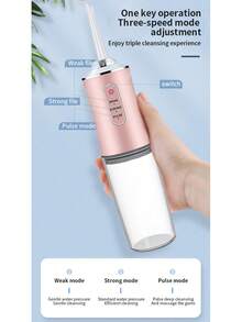 Electric Water Flosser With 4 Nozzles | Portable Teeth Cleaner For Home, Oral Care - Pink - View 3