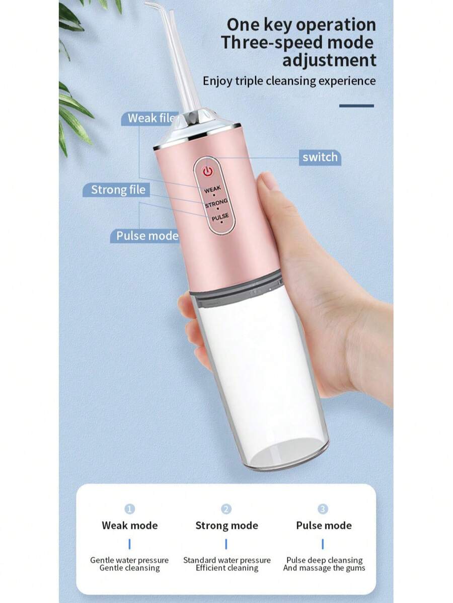 Electric Water Flosser With 4 Nozzles | Portable Teeth Cleaner For Home, Oral Care - Pink - View 1