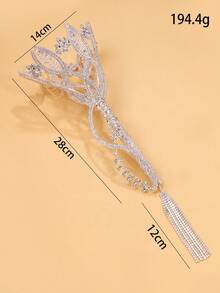 Rhinestone Floral Bridal Bouquet Accessory – Elegant Crystal Handheld Piece For Wedding Ceremony - Bạc - Xem 5