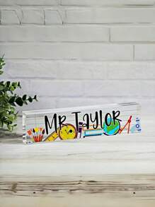 1pc Custom Desk Name Plate Plaque, Teacher Appreciation Gift ,Personalized Acrylic Teacher Name Sign, Teacher Name Sign Back To School Teacher Gift,Office Workers, School Opens Or Birthday Gift, Back-To-School Gift