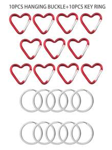 10 pièces/20 pièces Porte-clés pince en forme de cœur en alliage d'aluminium, clips pression en forme de cœur avec anneau porte-clés pour usage extérieur, voyage, promenade, hamac, laisse pour chien, porte-bouteille d'eau, fournitures, rose