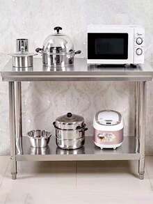 Stainless Steel Kitchen Table - Dimensions 150x60x80cm, Sturdy Structure - MultiWarna - View 3