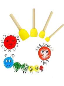 20 Stücke/Set runde Schwammvpinsel mit 4 Größen, Holzgriff, Einweg-DIY-Stempel-, Graffitikunst- und Malerpinsel, Schwammpinsel, pilzförmige Schwammstempel, Malmaterial-Set, Schulbedarf, Schulanfang