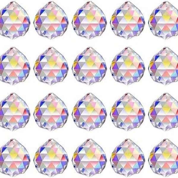 30mm 20pcs Crystal Ball Prism Sunshine Catcher Rainbow Pendant Maker, Suitable For Hanging Crystal Prisms, Windows, Feng Shui, Gifts (AB Colors)