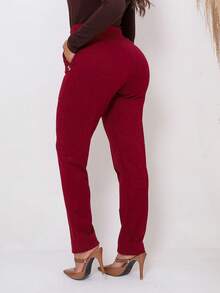 Riding Trousers With Pocket - 6 Button Detail - Plain Jackard Fabric Button Pocket Zipper - Màu Đỏ Sâu - Xem 2