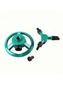 1pc 360° Rotating 3-Arm Automatic Lawn Sprinkler System, Suitable For Garden, Farm, Vegetable Patch Irrigation Equipment (Green)