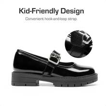 Girls Mary Jane Chunky Platform School Shoes – Toddler & Little Kid Dress Uniform Party Shoes For Girls Back To School Shoes - màu đen - Xem 6