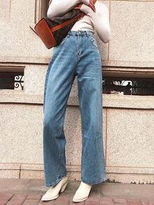 HDLTE Women Ripped Boyfriends Jeans Distressed High Waist Baggy Pants Wide Leg Straight Trousers Y2k Streetwear Pants… - 藍色 - 查看 3