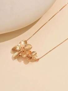 1 pieza Collar dorado de flor ajustable, elegante y de verano, joyería floral de diseño elegante y de alta gama para mujer, adecuado para uso diario, playa, fiesta y regalo