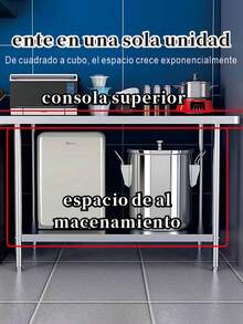 Stainless Steel Kitchen Table - Dimensions 150x60x80cm, Sturdy Structure - MultiWarna - View 6