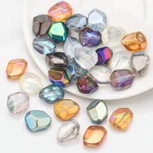20 piezas de cuentas de vidrio facetadas irregulares de 12*16mm con agujero central, en colores chapados, accesorios de joyería artesanal DIY, adornos para teléfonos, llaveros, decoración de autos