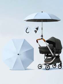1pc Detachable Sun Shade Umbrella For Baby Carriage, Stroller, Tricycle, Pram, Sunlight & Rain Protection Accessory - Multicolor - View 14
