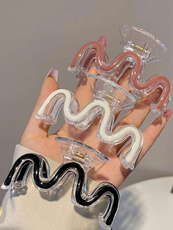 1pc Transparent Oil Drop Design Large Shark Claw Hair Clip, High-End Hair Accessory Fashion Hair Accessories Beauty Claw Clips Boho Hair Claw