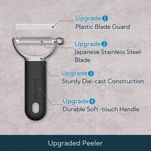 COOLSwivel Vegetable Potato Peeler For Kitchen Japanese Stainless Steel Sharp Blade Heavy Duty Diecast Construction Y Peeler Builtin Eye Remover Softtouch Handle Dishwasher Safe Black - 黑色 - 查看 2