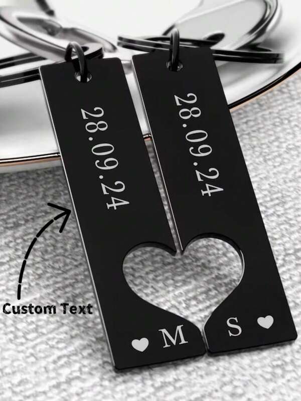 2 Personalized Engraved Special Date Keychains, Couple Anniversary Gift, Couple Keychain Set, Wedding Keychain, Couple Keychain