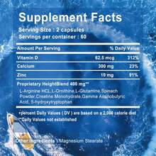 PSLALAE Height Growth Maximizer - Wth Vitamin D, Calcium, Bone Growth Supplement, Bone Strength Density Support, Promotes Natural Height Growth- 120pcs - 120粒膠囊 - 查看 2