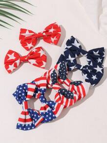 8 piezas Decoración de fiesta de Día de la Independencia de accesorios de moda para adolescentes, pasadores de lazo para el cabello con decoración de bandera para fiestas de vacaciones