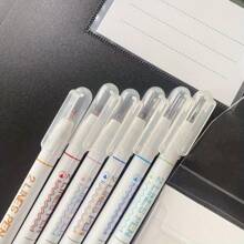 6pcs/Set Dual-Line 3D Effect Colored Gel Pens, Suitable For Back To School Season