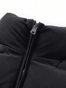 男士冬季拉链口袋保暖内衬背心，保暖内衬外套 - 黑色 - 查看 4