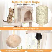 SEBRUANC 112cm Cat Tree Multi-Layer Cat Scratching Tree Medium Cat Tower Cat Climbing Frame Stable Frame And Comfortable Perch With Cat Toys And Sisal For Fats To Care For Their Paws And Have Fun - Beige - View 5