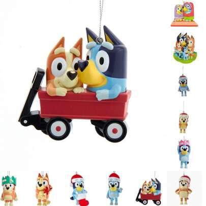 Bluey 5 Stück Cartoon Blauer Hund Anhänger Rucksack Accessoires Aufdruck aus Acrylmaterial Anhänger Kinder Geburtstags Weihnachts Deko Geschenke (zufälliger Stil)
