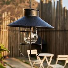 1 pieza Lámpara colgante con arte de hierro y energía solar, lámpara de paisaje de jardín, lámpara colgante para decoración de patio y balcón, decoración de jardín con energía solar