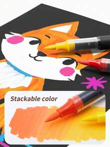 1 pieza Marcador de punta suave de acrílico líquido directo con diseño de Capibara, en colores 24/36/48/60/80, opacos y mezclables, marcadores de arte fino para artistas, útiles escolares, vuelta al cole - Líquido recto de cabeza suave - Ver 3