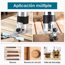 Router Madera Recortadora Rebajadora 800w 15 Brocas Homex - Azul - Ver 4