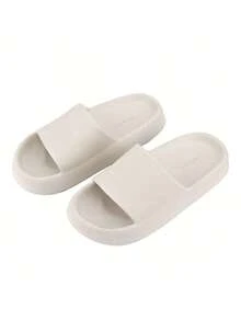 NEW!![BEST-1]Pillow Slippers Non Slip Quick Drying Shower Slides Bathroom Sandals Ultra Cushion Women Flipflop Footwear Walking Shoes Comfort - 米色 - 查看 1