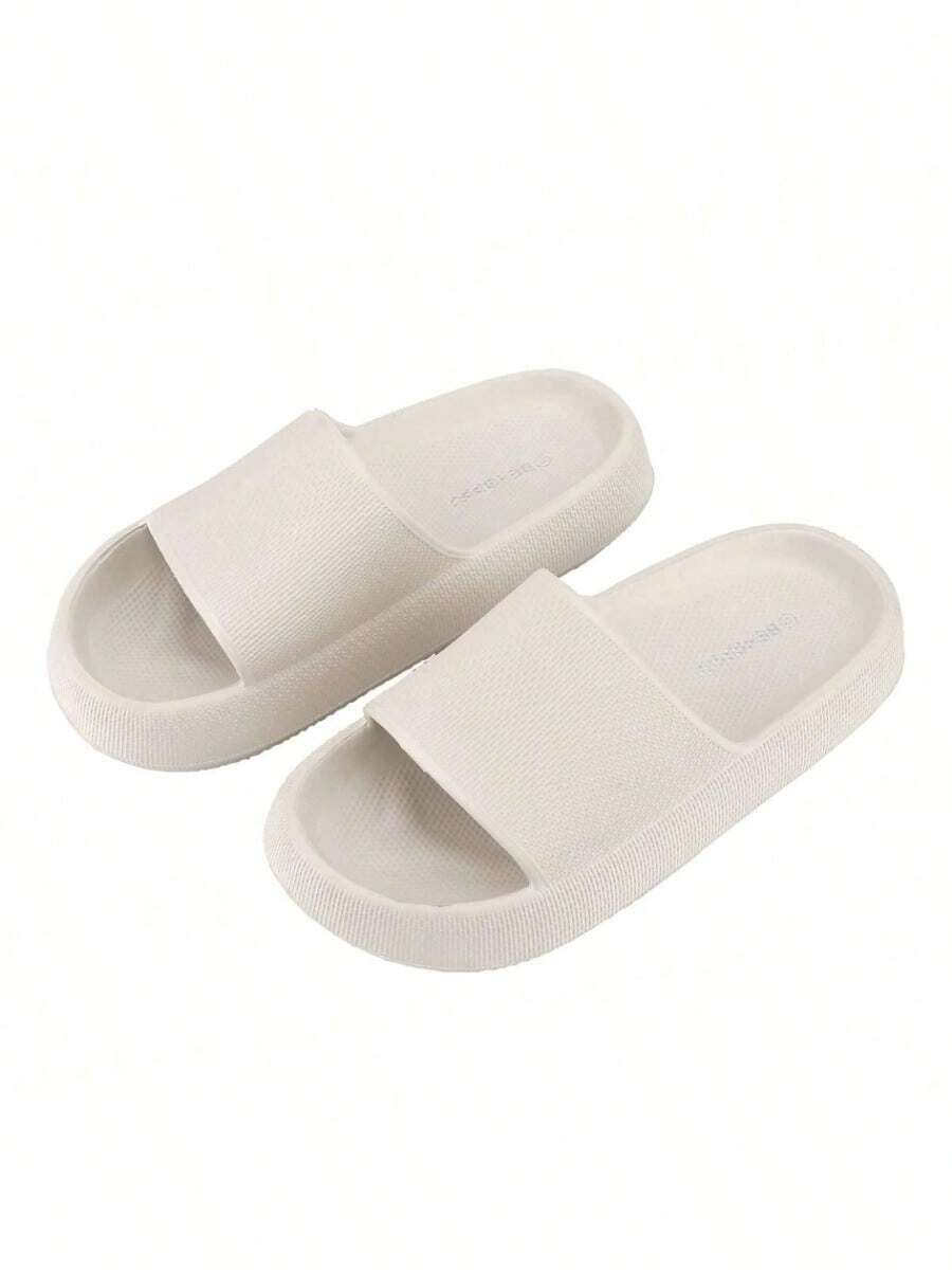 NEW!![BEST-1]Pillow Slippers Non Slip Quick Drying Shower Slides Bathroom Sandals Ultra Cushion Women Flipflop Footwear Walking Shoes Comfort - 米色 - 查看 1