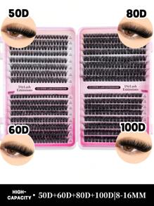 640pcs 608pcs D-Roll Personal Eyelashes, Suitable For Beginners To Make At Home, Thick, Fluffy, Unique And Cute False Eyelashes, Soft And Natural Eyelash Cluster Mixed Style, 30D+40D+50D+60D+80D+100D, 8/10/12/14/16MM Mixed Length, Can Be Reused In Daily Life, Wedding Dates, Parties, Travel And Spring Festival Period