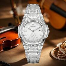 LIGE女士时尚优雅轻奢手表防水夜光多功能石英表独特图案表带经典手表 - 銀色 - 查看 2