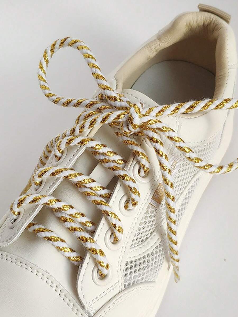 2 件金属编织鞋带，涤纶编织圆形鞋带，彩色双色黑白红黄蓝