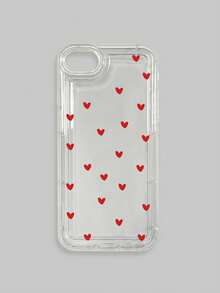 1pc Red Heart Pattern Transparent Shockproof Phone Case, Compatible With IPhone & Galaxy Cases, Phone Cases, Galaxy Protective Cover Compatible With IPhone 17/17 Pro/17 Pro Max/16/16 Pro Max, Suitable For Personal Use Or As A Gift - Multicolor - View 30