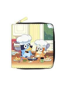 Bluey 1Pc Bluey Cartoon Cute Wallet Card Bag Coin Wallet Short Zipper Wallet Coin Purse Multiple Card Slots Birthday Party Gift Change Storage(Some Parts May Be Random)