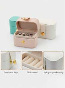Petite boîte à bague en PU, boîte à bijoux à bouton, boîte à bijoux cadeau, boîte à bague de mariage, convient pour ranger et exposer les bagues, colliers, boucles d'oreilles, nail art. Idéal pour les cadeaux de mariage et la Saint-Valentin.