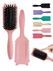 Cepillo para ondular el cabello, cepillo definidor de rizos para cabello rizado - Peine ventilado desenredante y de peinado | Reduce el tirón, realza los rizos, perfecto para el secado con secador de pelo