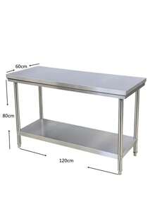 Stainless Steel Kitchen Table - Dimensions 150x60x80cm, Sturdy Structure - MultiWarna - View 9