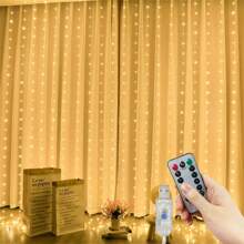 USB Festival Lighting Lamp LED Remote Control Bedroom Background Curtain Light String Christmas Halloween Valentine's Day Holiday Garland Lights 8 Flashing Modes Wedding Party Atmosphere Light