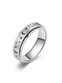 Bohemian Style Fidget Ring Anxiety Ring For Women Men Titanium Stainless Steel Spinner Ring Fidget Toys Adults Rainbow Black Rose Gold Silver Gold Color Size 6-10 - Silver - View 18