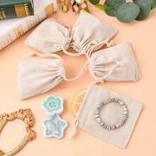 Cotton Packing Pouches Drawstring Bags Wheat 11x9.5cm - Màu be - Xem 7
