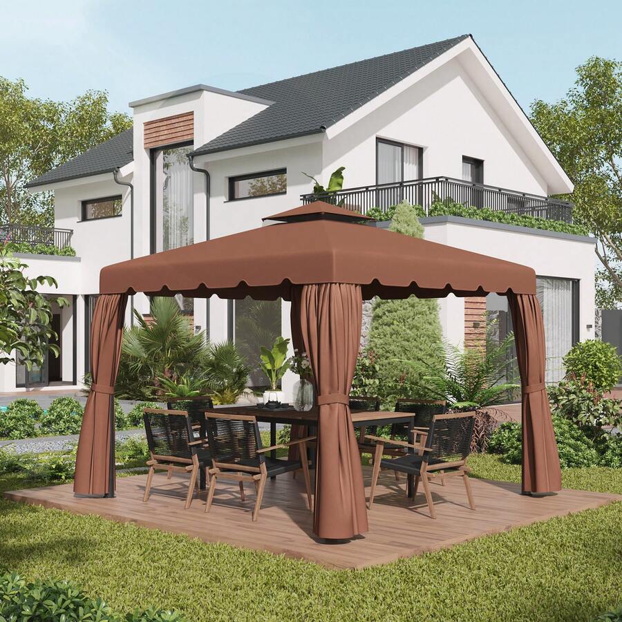 Outsunny Canopies, Gazebos, Pergolas & Accessories - 摩卡棕 - 查看 1